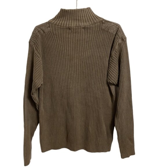 Oscar De La Renta Cotton Taupe Quarter Zip Sweater Size Large - Picture 3 of 6